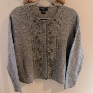 Vintage Eddie Bauer Lambs Wool Embroidered Cardigan